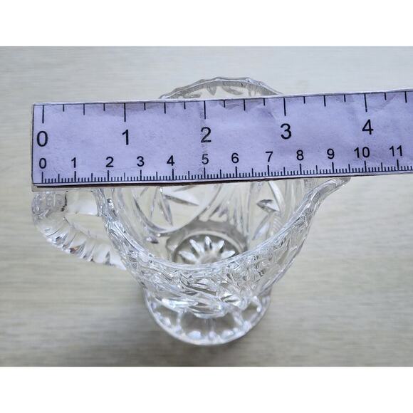 CREAMER-Cut Glass-Syrup Pourer-Flower Pattern-Small-3.5 IN - Picture 11 of 11